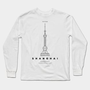 Shanghai Minimal Black Line Design Long Sleeve T-Shirt